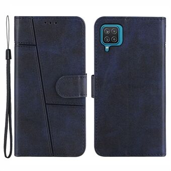 Splicing Leather Mobile Phone Cover Wallet Stand Design Case with Strap for Samsung Galaxy A12