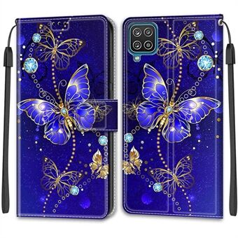 Pattern Printing Leather Flip Cover with Card Slots and Lanyard Stand Case for Samsung Galaxy A12