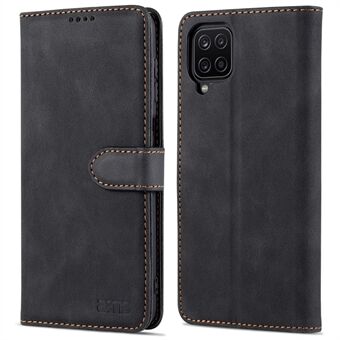 AZNS Magnetic Clasp Leather Case Scratch-resistant Wallet Stand Phone Cover for Samsung Galaxy A12