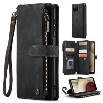 CASEME C30 Series for Samsung Galaxy A12/A12 (India) Phone Case Zipper Pocket Wallet with Multiple Card Slots Auto Closing Magnetic PU Leather Phone Cover