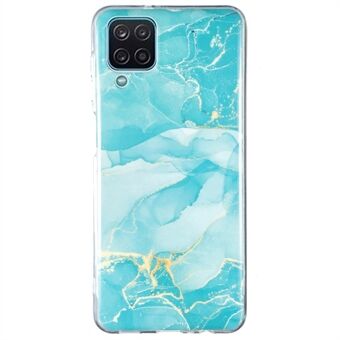 For Samsung Galaxy A12 Flexible TPU Phone Case Anti-fall Protection Marble Pattern IMD Phone Cover