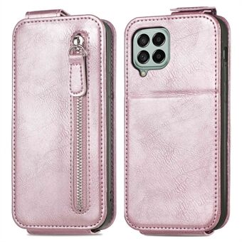 For Samsung Galaxy A12 PU Leather Vertical Flip Zipper Wallet Case Phone Stand Cover with Car Mount Metal Sheet