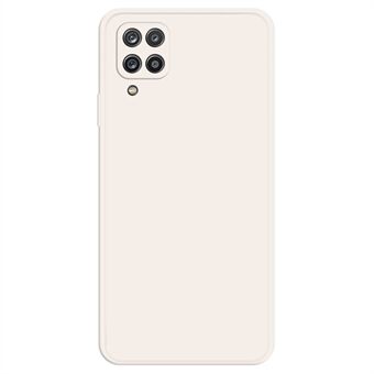 Cell Phone Back Cover for Samsung Galaxy A12, Straight Edge Rubberized TPU Phone Case with Microfiber Lining - Beige