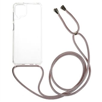 Phone Case for Samsung Galaxy A12, Transparent TPU+Acrylic Cell Phone Cover with Lanyard