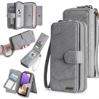 MEGSHI 004 Series Anti-drop Stand Cover for Samsung Galaxy A12 Detachable Zipper Wallet Leather Case