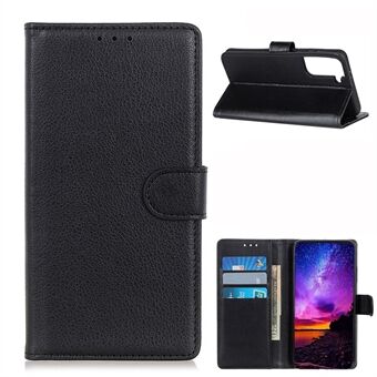 Soft TPU Edge + Litchi Texture PU Leather Phone Protective Case for Samsung Galaxy S21 5G