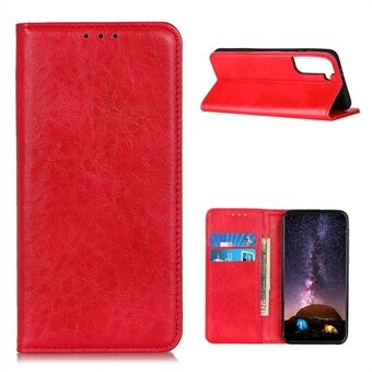 Crazy Horse Texture Leather Auto-Absorbed Phone Cover Shell for Samsung Galaxy S21 4G/5G