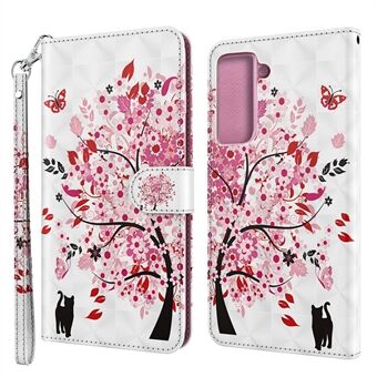 Light Spot Decor Pattern Printing Wallet Stand Leather Phone Cover with Strap for Samsung Galaxy S21 5G