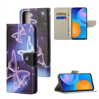 Pattern Printing Cross Texture Leather Wallet Phone Stand Protective Case for Samsung Galaxy S21 4G/5G