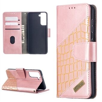 BF04 Splicing Crocodile Texture Wallet Stand Leather Cover for Samsung Galaxy S21 5G