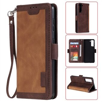 Retro Style Splicing Leather Cover for Samsung Galaxy S21 Wallet Case