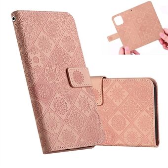 Imprint Ethnic Style Flower Wallet Leather Shell for Samsung Galaxy S21