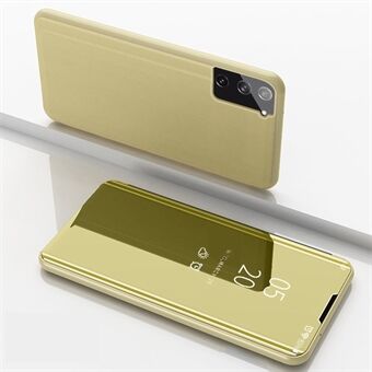 Electroplating Mirror Surface Stand Leather Mobile Phone Case for Samsung Galaxy S21 5G