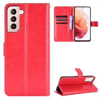 Wallet Stand Cover for Samsung Galaxy S21 5G Crazy Horse Texture Leather Shell