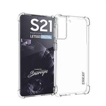 HAT-PRINCE ENK-PC092 Antislip 4 Corners Thickened Shockproof Clear TPU Cover for Samsung Galaxy S21 5G