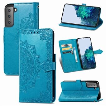 Embossed Mandala Flower Leather Case with Wallet Stand for Samsung Galaxy S21 5G