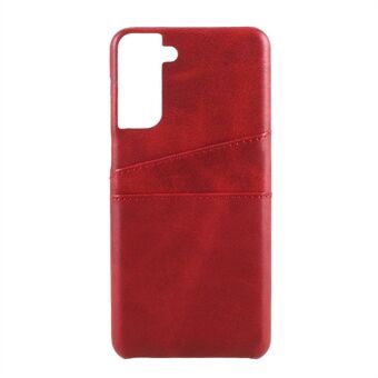 Double Card Slots PU Leather Coated PC Cover for Samsung Galaxy S21 5G Case