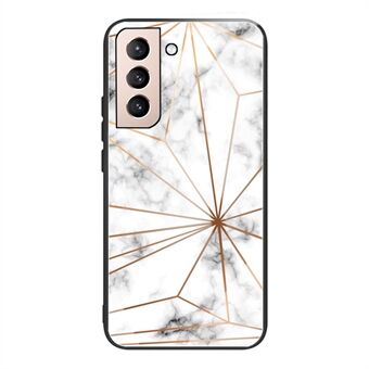 Marble Pattern Tempered Glass + TPU Hybrid Phone Back Case Protector Cover for Samsung Galaxy S21 5G