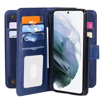 10 Card Slots Wallet Design Mobile Phone Protection Case PU Leather Cover Shell for Samsung Galaxy S21 5G/S30 5G