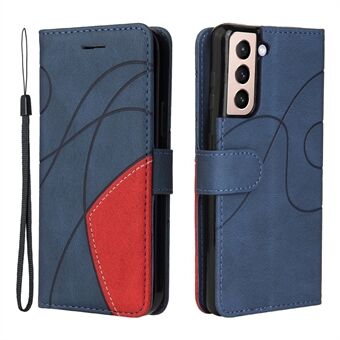 [Supporting Stand] Bi-colour Splicing Style Leather Wallet Case Cover for Samsung Galaxy S21 5G