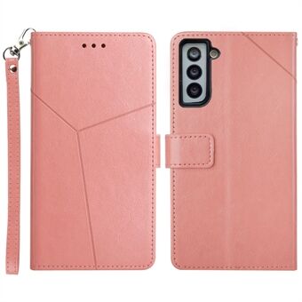 Adjustable Stand Imprinting Y-shaped Line Wallet Design Leather Phone Cover Shell for Samsung Galaxy S21 5G