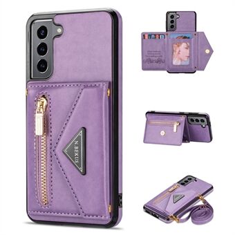 N.BEKUS for Samsung Galaxy S21 5G Kickstand Design Wallet Dual-layer Protection PU Leather + TPU Cell Phone Case