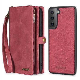 MEGSHI 017 Series Detachable Leather Case for Samsung Galaxy S21 5G, Magnetic Absorption Wallet Pocket with Wrist Strap