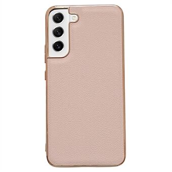 Phone Case for Samsung Galaxy S21 5G Anti-fall Shockproof Case Cowhide Leather+TPU Electroplating Protective Cover