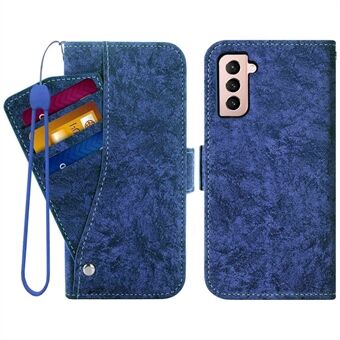 For Samsung Galaxy S21 4G / 5G Magnetic Clasp Soft PU Leather Folio Case Water-ink Painting Texture Stand Flip Wallet Cover with Rotating Card Slots