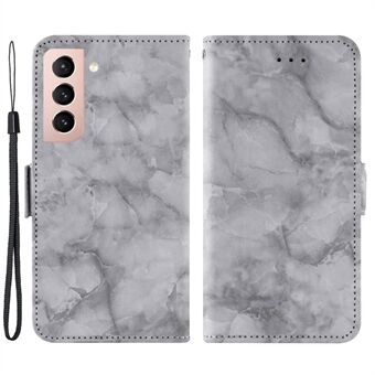 For Samsung Galaxy S21 4G / 5G Anti-fall Marble Pattern Dual Magnetic Clasp PU Leather Stand Flip Wallet Cover