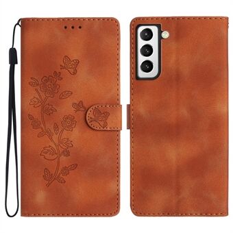 For Samsung Galaxy S21 4G / 5G Flower Imprint PU Leather Case Wallet Stand Protective Phone Cover