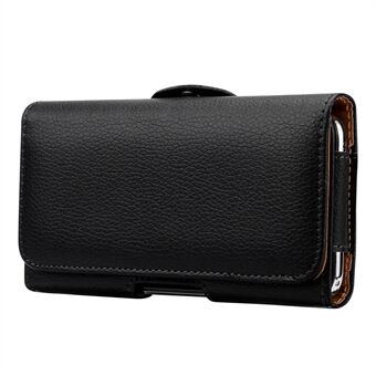 5.7 - 6.3 inch Litchi Texture Phone Case Horizontal PU Leather Holster Belt Clip Full Protection Waist Phone Bag, Size: XXL