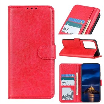 Magnetic Crazy Horse Skin Leather Wallet Phone Folio Flip Cover for Samsung Galaxy S21 Ultra 5G