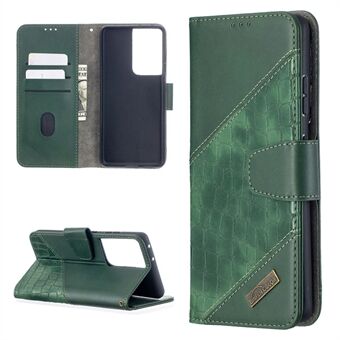 BF04 Splicing Crocodile Texture Wallet Stand Leather Cover for Samsung Galaxy S21 Ultra 5G