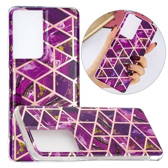 Marble Pattern Rose Gold Electroplating IMD TPU Case for Samsung Galaxy S21 Ultra 5G Phone Shell