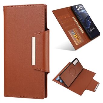 PU Leather Wallet Smartphone Shell Case with Detachable Inner TPU Case for Samsung Galaxy S21 Ultra 5G