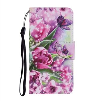 Pattern Printing TPU + PU Leather Wallet Stand Phone Case with Lanyard for Samsung Galaxy S21 Ultra 5G