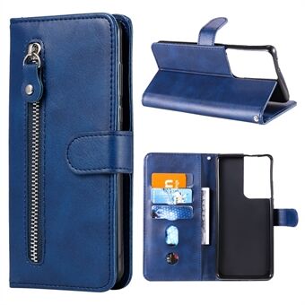 Zipper Pocket Leather Wallet Stand Case for Samsung Galaxy S21 Ultra 5G