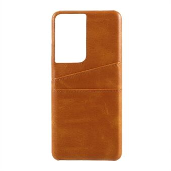 Double Card Slots PU Leather Coated PC Protector for Samsung Galaxy S21 Ultra 5G Case