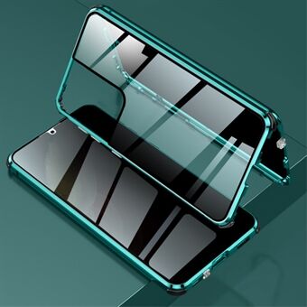 Lock Installation Metal Frame + Double Side Tempered Glass Anti-peep Phone Case for Samsung Galaxy S21 Ultra 5G