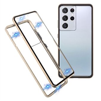 Magnetic Lock Installation Metal Frame with Double Side Tempered Glass Phone Case for Samsung Galaxy S21 Ultra 5G