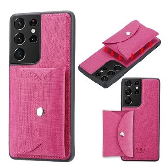 VILI T Series Movable Magnetic-Absorbed Wallet Leather Skin TPU Shell for Samsung Galaxy S21 Ultra 5G