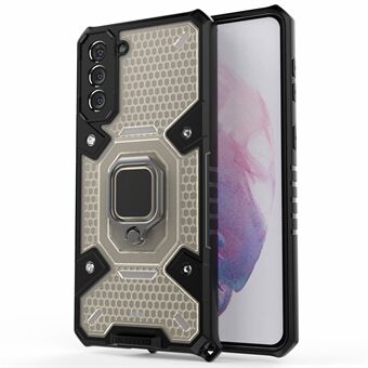 Kickstand Design PC+TPU Hybrid Phone Case Cover Shell Built-in Magnetic Holder for Samsung Galaxy S21 Ultra 5G