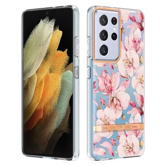 Well-protected Flower Letter Design IML IMD Electroplating Drop-proof TPU Phone Case for Samsung Galaxy S21 Ultra 5G