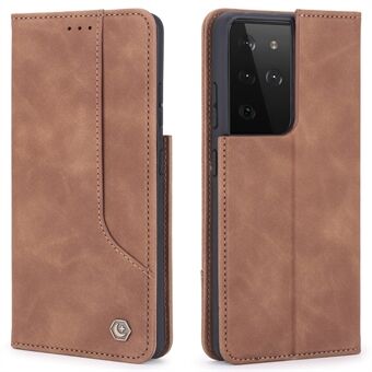 POLA 008 Series Vantage Shockproof PU Leather Wallet Mobile Phone Case Phone Shell for Samsung Galaxy S21 Ultra 5G