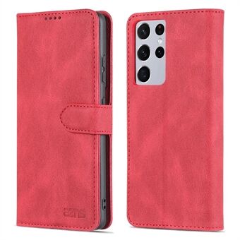 AZNS Magnetic Closure PU Leather Flip Wallet Case Stand Shockproof TPU Inner Shell Phone Cover for Samsung Galaxy S21 Ultra 5G