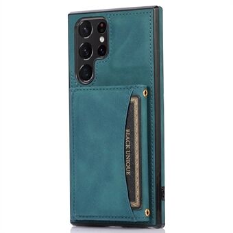 For Samsung Galaxy S21 Ultra 5G Wallet Phone Case Well-protected Anti-fall Multiple Card Slots Leather Coated TPU Shell