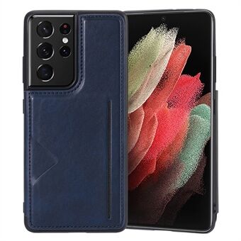 HANMAN Mika Series Cell Phone Case for Samsung Galaxy S21 Ultra 5G, Magnetic Card Slots PU Leather Coated TPU Cover