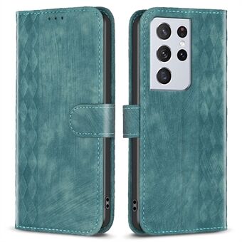 PU Leather Cover for Samsung Galaxy S21 Ultra 5G Anti-fall Imprinted Pattern Wallet Stand Phone Case