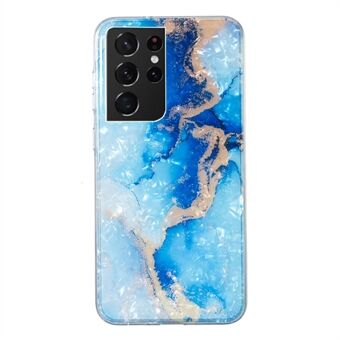 TPU Phone Case for Samsung Galaxy S21 Ultra 5G Protective Case IMD Shell Pattern Marble Flower Phone Cover